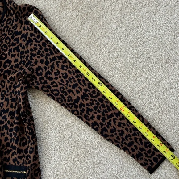 Rafaella Duster Dress Women's M Black & Brown Animal Print Leopard Zipper Knit - Picture 8 of 11